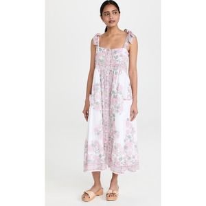 NWT Juliet Dunn Tie Shoulder Dress Rose Block Print